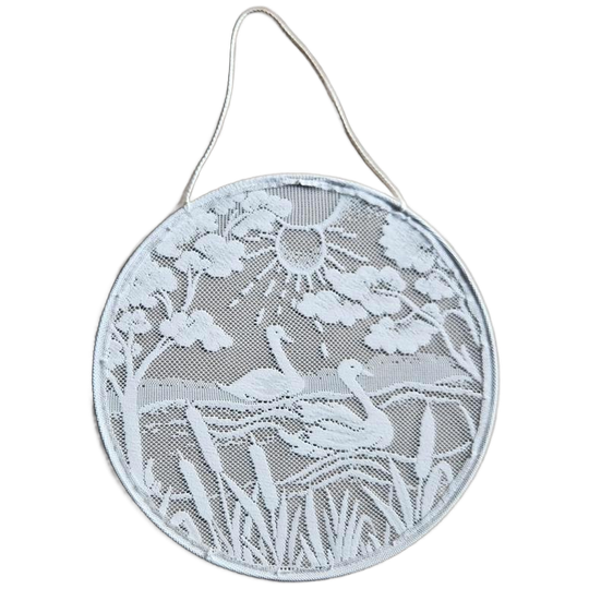 Vintage Geborduurde Raamhanger Wanddecoratie Zwanen 1