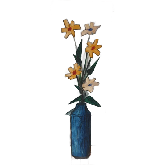 50's Abstrakt Vintage Schilderij Kunstwerk Vaas Met Bloemen 1