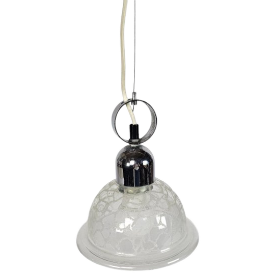 Murano -  Hanglamp - Kristal- Chroom - Italie - Mid Century Modern 1