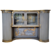Vitrinekast In Taupe Met Goud Patina Stijl