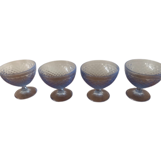 Vintage Set Van 4 Blauwe Glazen Coupes Van IKEA Made In Italië 1