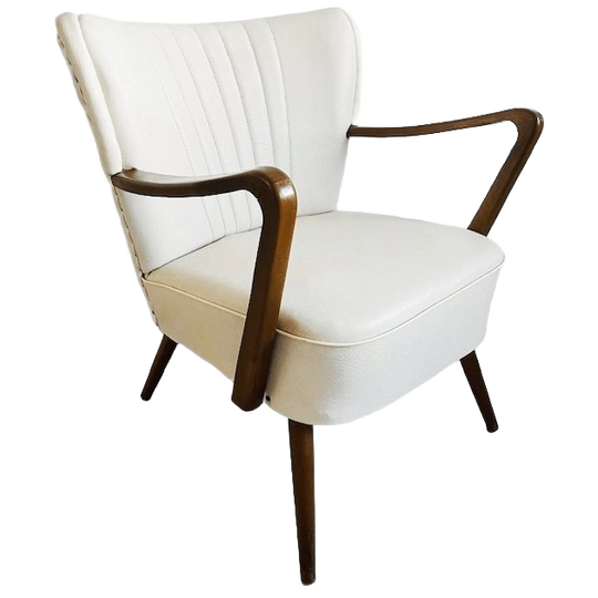 Vintage Cocktailstoel Wit Skai Teak 1950’s 1
