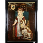 Olieverf Op Paneel, Willem H.A. Teeling - Johanna Schuyt Als Kind Met Hond thumbnail 1