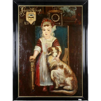 Olieverf Op Paneel, Willem H.A. Teeling - Johanna Schuyt Als Kind Met Hond