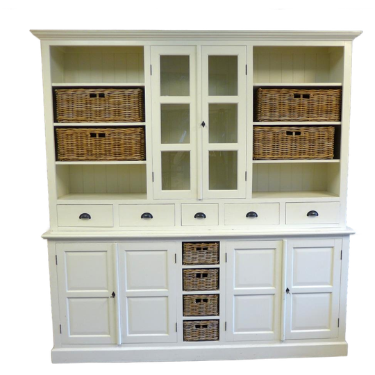 Prachtige Witte Landelijke Vitrine Buffetkast 1