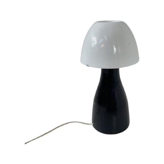 Table Lamp With Glass Top And Black Ceramic Base - Model ‘leryd’ - Rare IKEA B0310 - Design By Ri 1