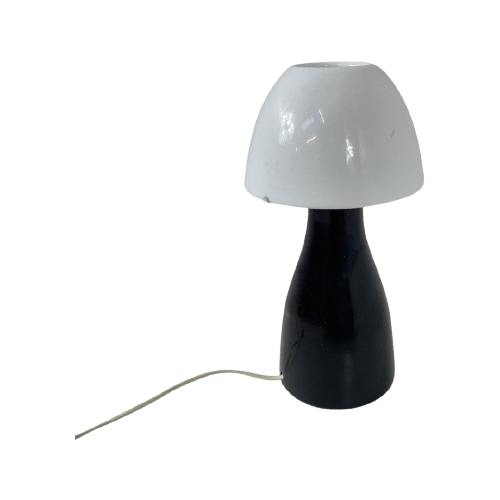 Table Lamp With Glass Top And Black Ceramic Base - Model ‘Leryd’ - Rare Ikea B0310 - Design By Ri