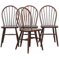 Set Van 4 Vintage Houten Spijlen Windsor Stoelen Uit De Jaren ’70 In Engelse Stijl