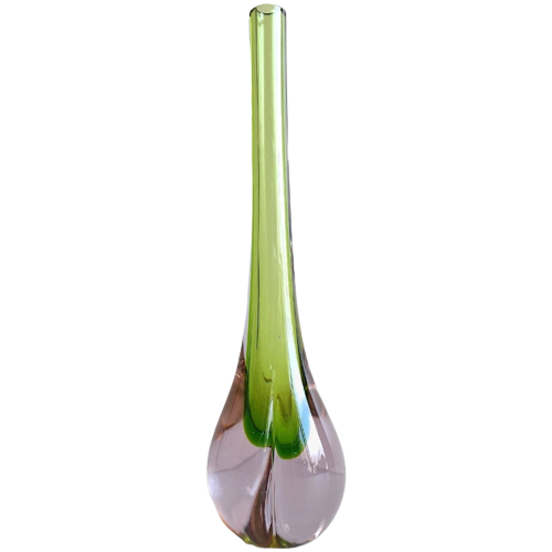 Groen Slanke Vaas, Murano Stijl, 1960-1970