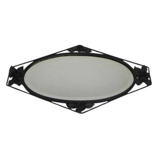 Art Deco Spiegel Met Facet Geslepen Glas, Jaren 30 1