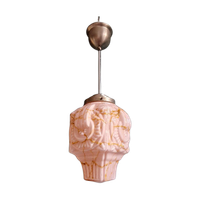 Art Deco Hanglamp In Roze Gemarmerd Opaline, 1920-30