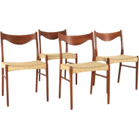 Set 4 Glyngore Arne Wahl Iversen Gs61 Stoelen Vintage Deens 'Naerem'