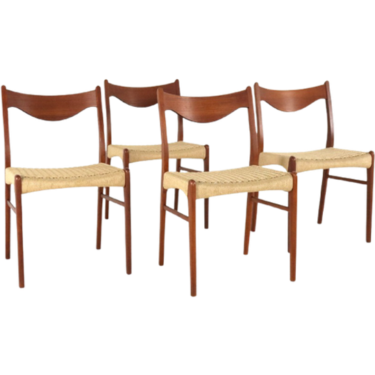 Set 4 Glyngore Arne Wahl Iversen Gs61 Stoelen Vintage Deens 'naerem' 1