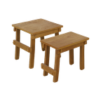 Side Table Brutalist In Natural Oak, Set/2 thumbnail 1