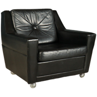 Vintage Lederen Fauteuil – Zwart – Jaren 70