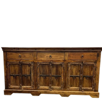 Vintage Houten Kast / Dressoir Met Ijzeren Accent