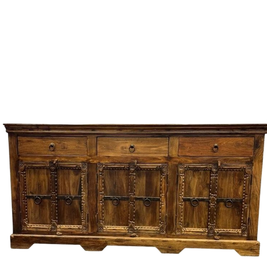Vintage Houten Kast / Dressoir Met Ijzeren Accent 1
