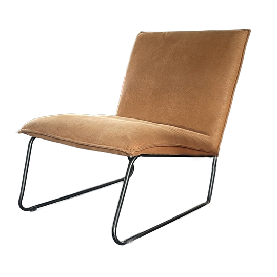 2 X Fauteuil Suedelook Bruin/ Cognac Zwart Onderstel 1