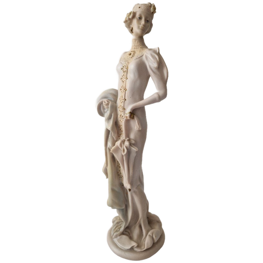 Vintage M.p Capodimonte Sculpture Woman Figure With Umbrella 1