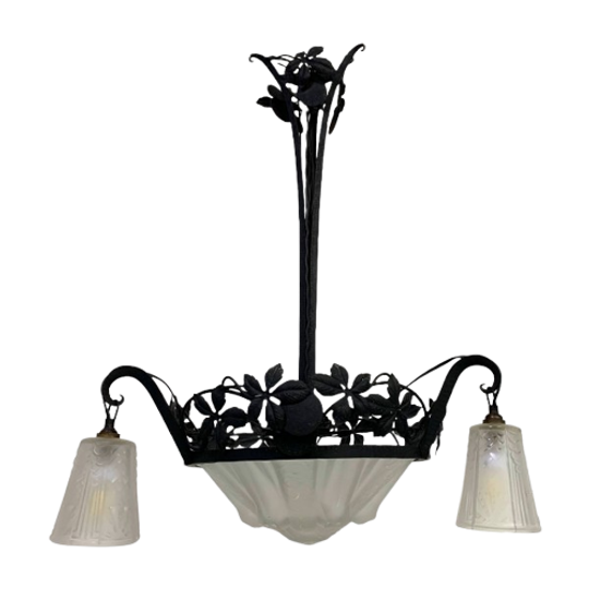 Art Deco Hanglamp Muller Freres Luneville Jaren 30 1
