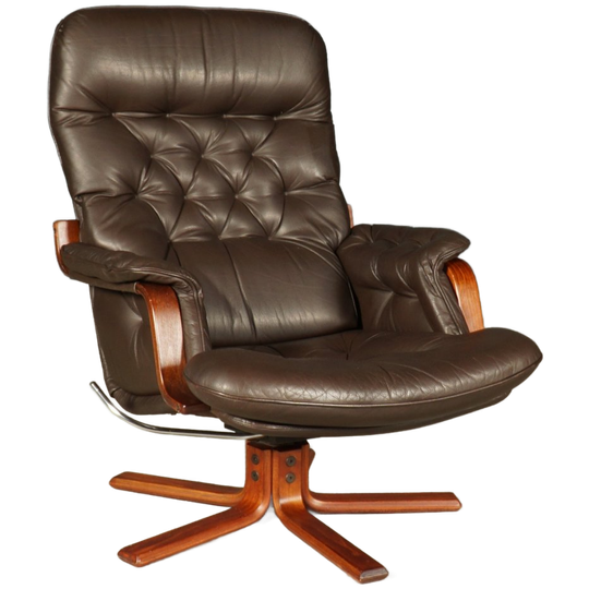 Vintage Lederen Draaifauteuils – Bruin – Jaren 70 1