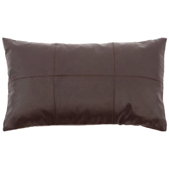 Bazar Bizar | Het Six Panel Leather Kussenhoes - Chocolade - 30x50 1