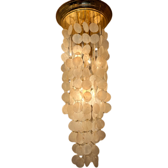 Capiz Schelpen Lamp Hanglamp Vintage 60’s Design Plafondlamp 1