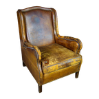 Prachtig Sleetse Leren Wingback Fauteuil thumbnail 1