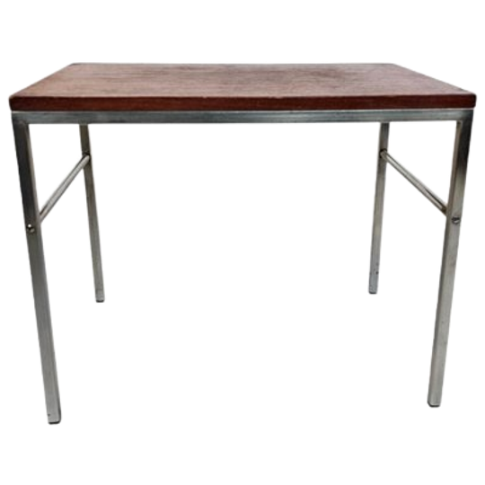 Vintage - Teakhout - Bijzettafel Chroom - Industrieel - Holland - 60's 1