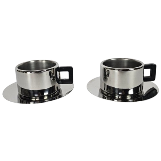 Casalinghi S.t.o. S.r.l. - 2x Rvs Koffiekopje Met Schotel - 80's 1