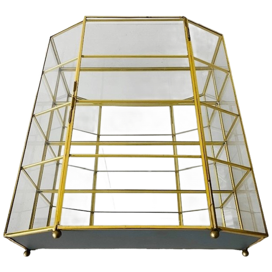 Vintage Glazen Vitrinekastje Hollywood Regency Wandkastje 1