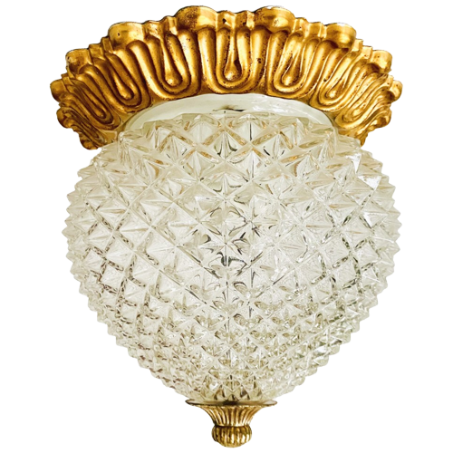 Vintage Plafondlamp Barok Messing Goud Gaetano Sciolari Jaren 60
