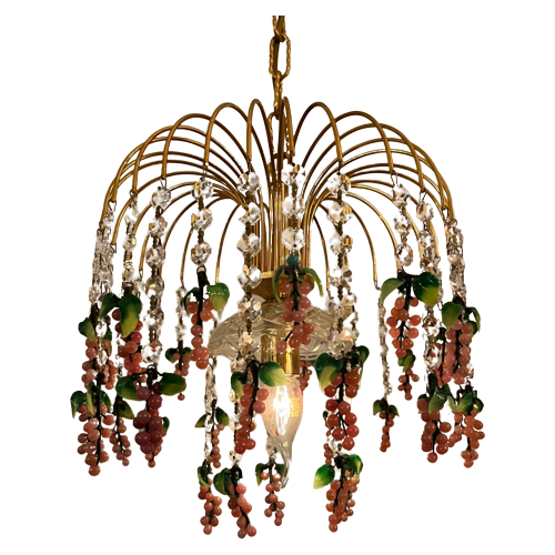 Murano Druiven Kroonluchter Hanglamp Roze Vintage Lamp Hollywood
