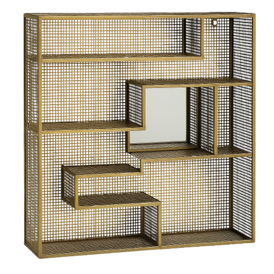 Wall Rack With Mirror Gold (lichte Beschadigingen Verkleuringen) 1