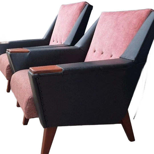 Retro Vintage Design Fauteuils, Stoelen, Set Van 2 Zetels 1