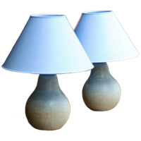 Paar Gedraaide Houten "Peer" Lampen, 1980