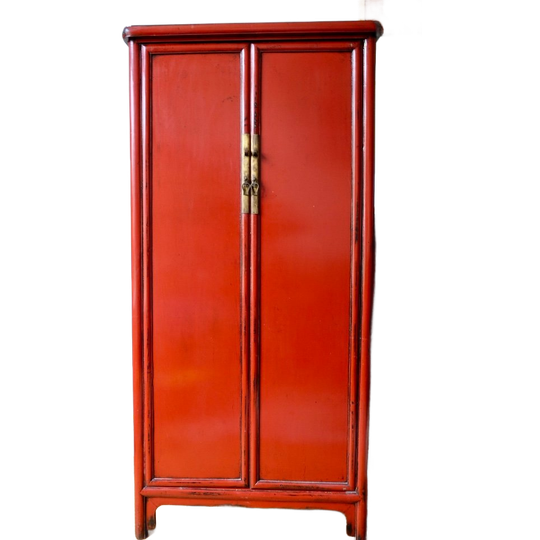 Vintage Chinees Houten Bruidskast Rood 1