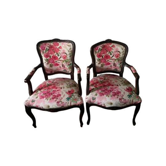 Woonkamer Set Stoelen Met Bijzettafel Klassiek Meerkleurig, Roze, Rood Fauteuil 1