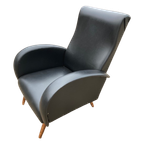 Mid-Century Fauteuil Skai Zwart thumbnail 1