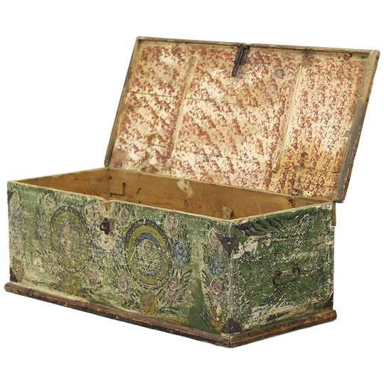 Exclusieve Antieke Beschilderde Bruidskist 1