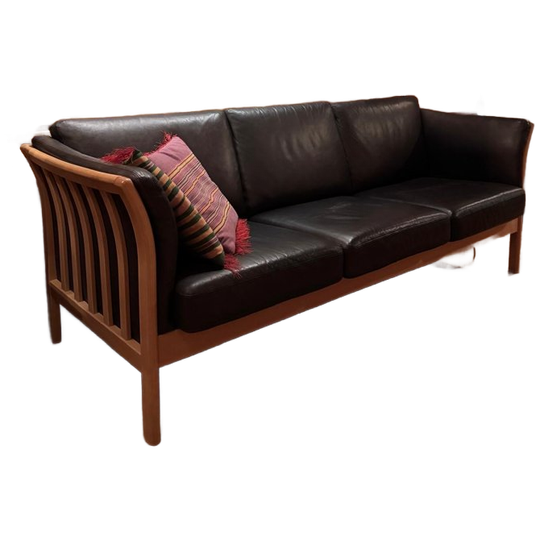 Skalma Driezitsbank Cario Beukenhout En Zwart Leer 1