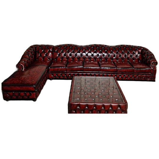 Acme Classic Chesterfield Bank 7-Zits– Antiek Rood, Leer 1