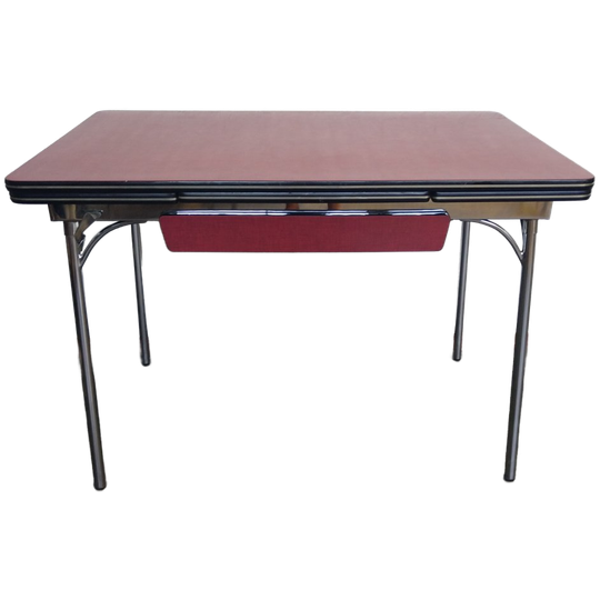 Uitschuifbare Tafelblad Met Besteklade Van Rood Formica 1