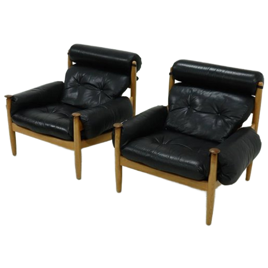 Pair Of Scandinavian Lounge Chairs By Eric Merthen For Ire Möbler 1960s 1