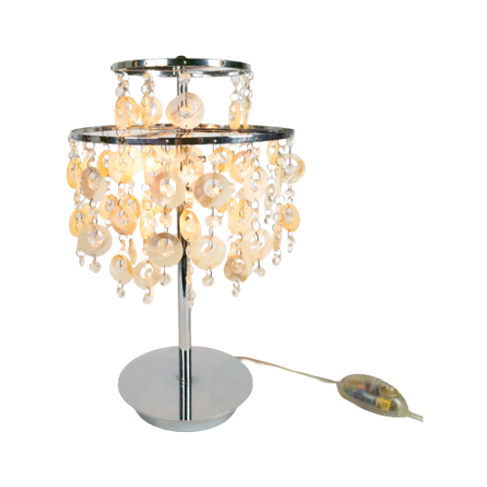 Verner Panton Stijl - Capiz - Schelpen - Parelmoerschijfjes - Chroom - Halogeen 1