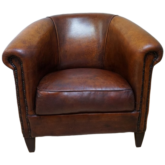 Vintage Lounge Clubfauteuil Van Schapenleer 1