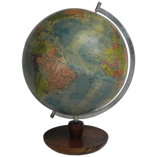 Rath Globe Van Papier Mache Op Houten Voet, Jaren 60 1