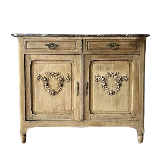 Modern Vintage Houten Commode Met Belgisch Marmer 1