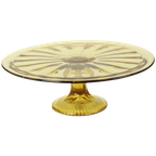 Art Deco Amber Taartschotel Gebak Schaal Depression Glass thumbnail 1