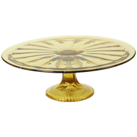 Art Deco Amber Taartschotel Gebak Schaal Depression Glass